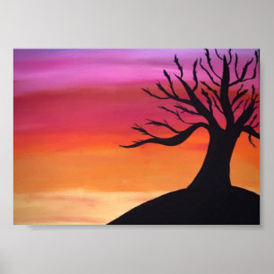 Poster Calm Sunset Painting c/ Tree