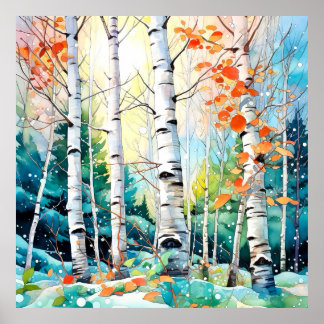 Poster Calm Woodland Landscape Art