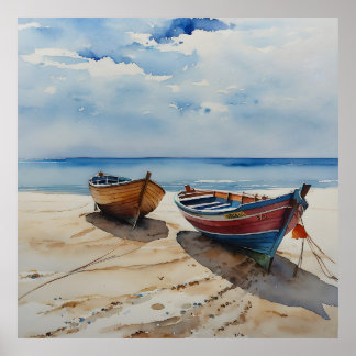 Poster "Calma Costeira" Uma Salvação Do Mar De Barco De A
