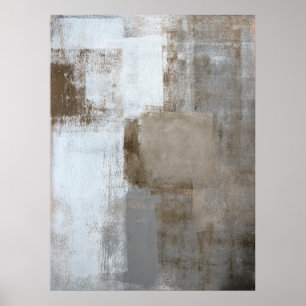 Poster "Calma e" arte abstracta cinzenta e bege neutra