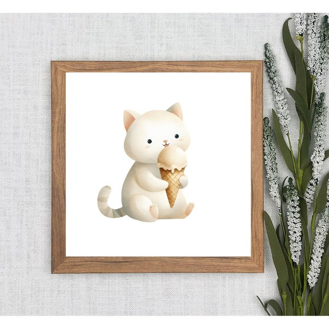 Poster Calma e doce Gato com Sorvete Cone (Criador carregado)