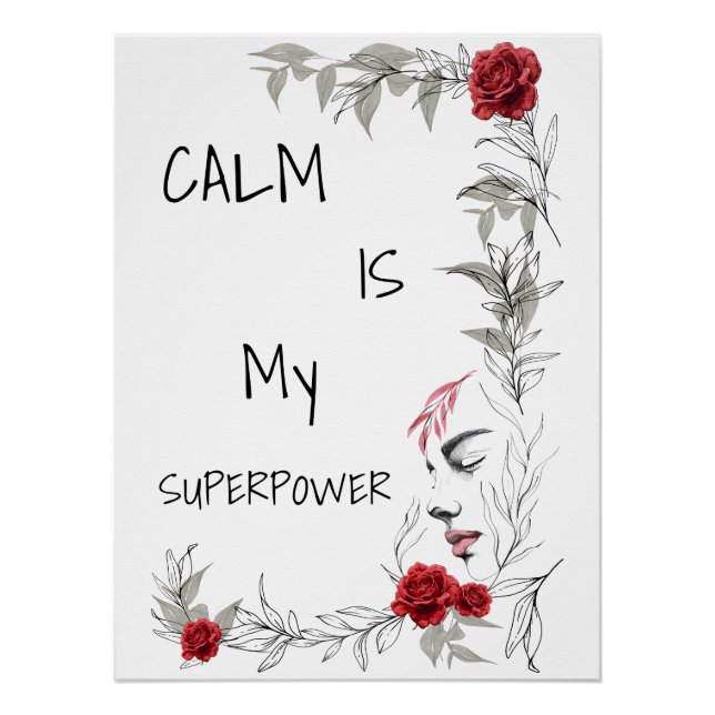 Póster Calma É Meu Superpoder | Autoconfiança e Confiança (Frente)
