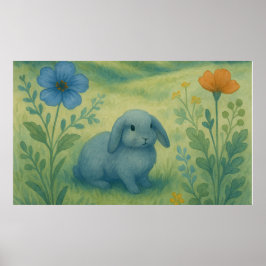 Poster Calma Matinal – Prado em Aquarela com Bagolo