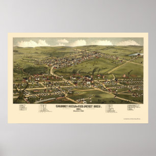 Póster Calumet and Red Jaqueta, MI Panorâmica Map - 1881
