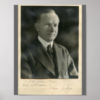 Póster Calvin Coolidge 8x10 assinado