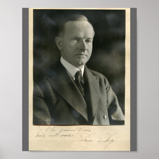 Póster Calvin Coolidge 8x10 assinado (Frente)