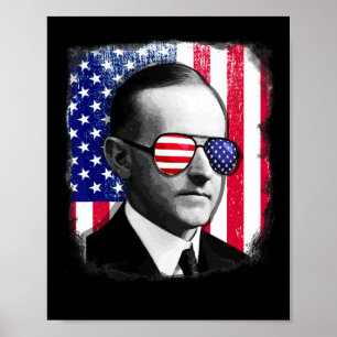 Poster Calvin Coolidge Bandeira dos EUA 4 de Julho 