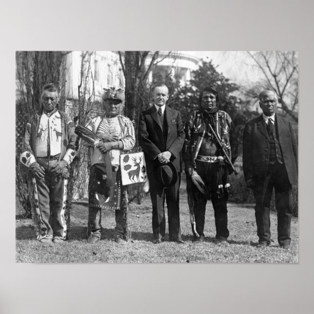 Póster Calvin Coolidge com a fotografia dos índios Osage (Frente)