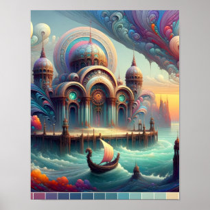 Poster Cama e café da manhã em marrom