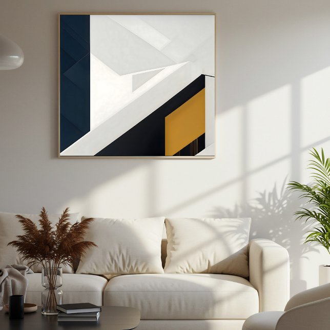 Poster Camada Geométrica Moderna em Branco e Dourado da M (Criador carregado)