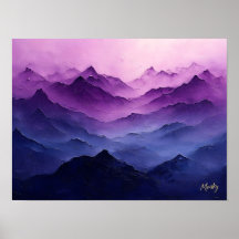Camadas da Montanha Roxa – Paisagem Abstrata Roxa