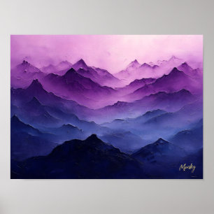 Poster Camadas da Montanha Roxa – Paisagem Roxa Abstrata