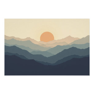 Póster Camadas de Calma - Montanha Mínima Sunset
