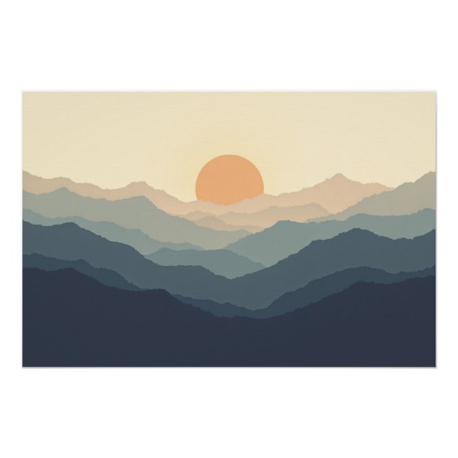 Póster Camadas de Calma - Montanha Mínima Sunset (Frente)