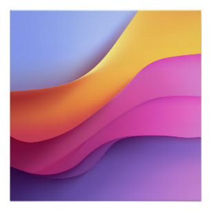 Póster Camadas de Onda Azul Dourada