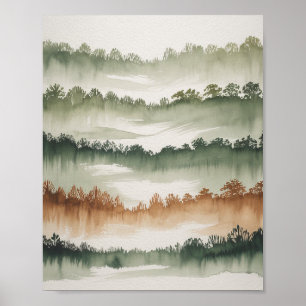 Poster Camadas Florestais Mistas - Paisagem de Aquarela