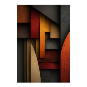 Póster Camadas Geométricas Abstratas em Tons Terrosos
