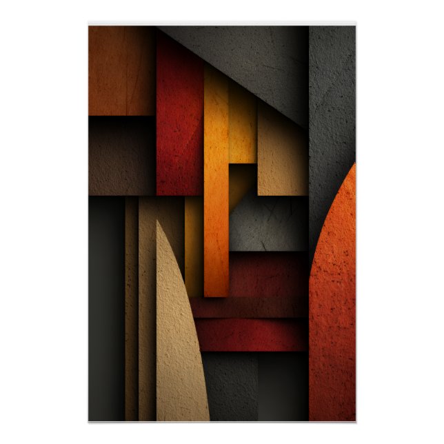 Póster Camadas Geométricas Abstratas em Tons Terrosos (Frente)
