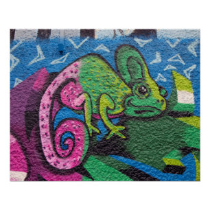 Póster Camaleão colorido dos grafites