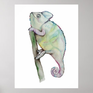 Poster Camaleão de aquarela