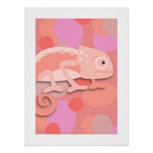 Póster Camaleão Rosa Pálido e Pêssego