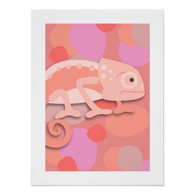 Póster Camaleão Rosa Pálido e Pêssego (Frente)