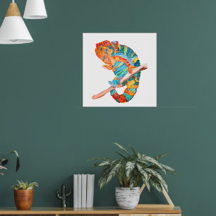 Poster Camaleão Vibrante em Aquarela