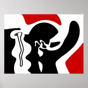 Poster Câmara de Deslocamento: Abstrato preto, branco e v