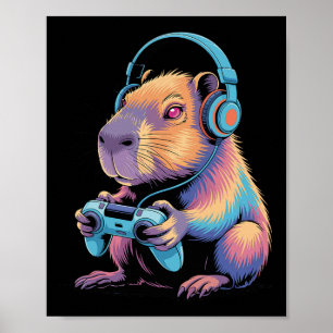 Poster Câmara de jogos engraçada Capyra Vídeo Gamer Capyr