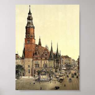 Poster Câmara municipal, Breslau, Silesia, Alemanha (ist