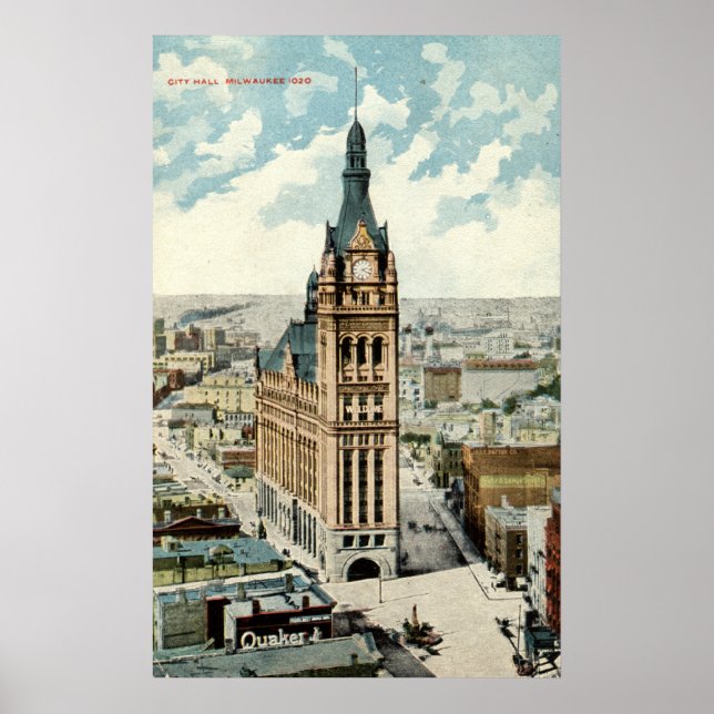 Póster Câmara Municipal Milwaukee WI Repro Vintage 1911 (Frente)
