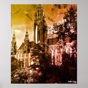 Poster Câmara Municipal Rathaus Viena Áustria antiga