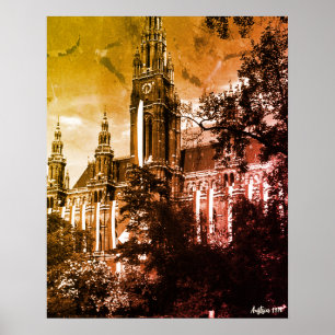 Poster Câmara Municipal Rathaus Viena Áustria antiga