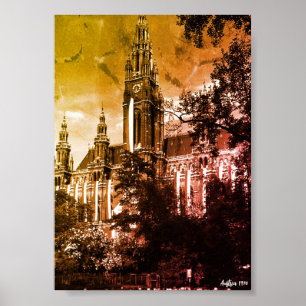 Poster Câmara Municipal Rathaus Viena Vintage Áustria