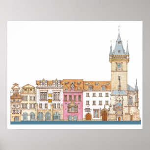 Póster Câmara municipal velha. Praga Checo