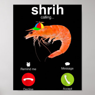 Poster Camarão Chamando Camarão Engraçado Gráfico para Ho