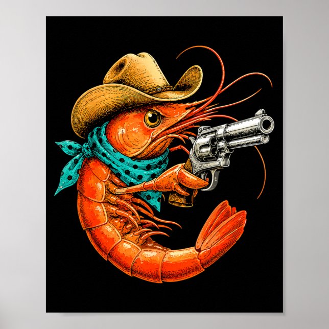 Poster Camarão engraçado frutos do mar Cajun (Frente)