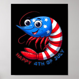 Poster Camarão Feliz Celebra 4 de Julho Crianças Homens M