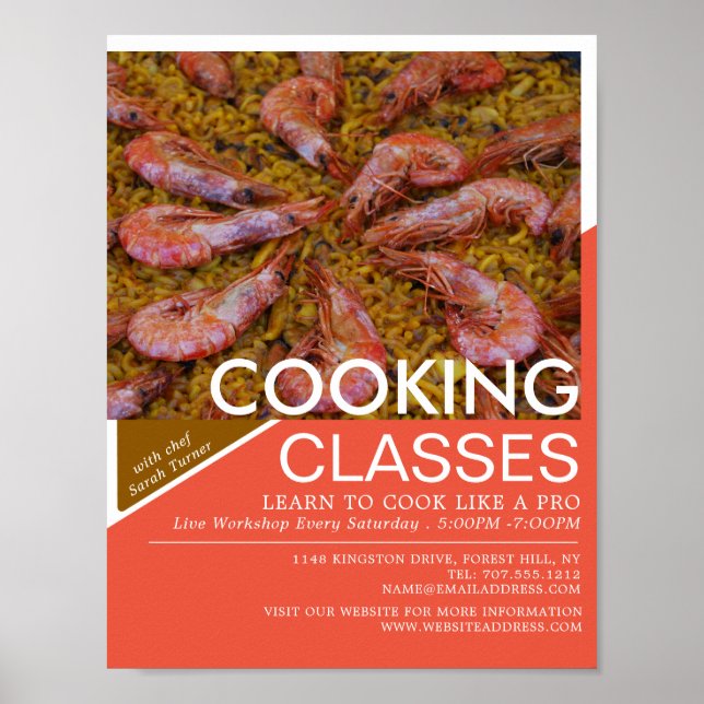 Poster Camarão-marisco, classes de Cozinhar Publicidade (Frente)