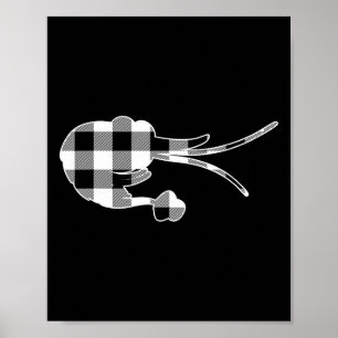 Poster Camarão Preto E Branco Buffalo Xadrez Merry Christ