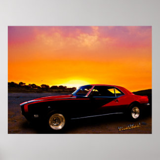 Póster Camaro 1969 Na Cordilheira Rocky Para Sunset
