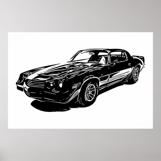 Poster Camaro Black E White Minimalist Design. (Frente)
