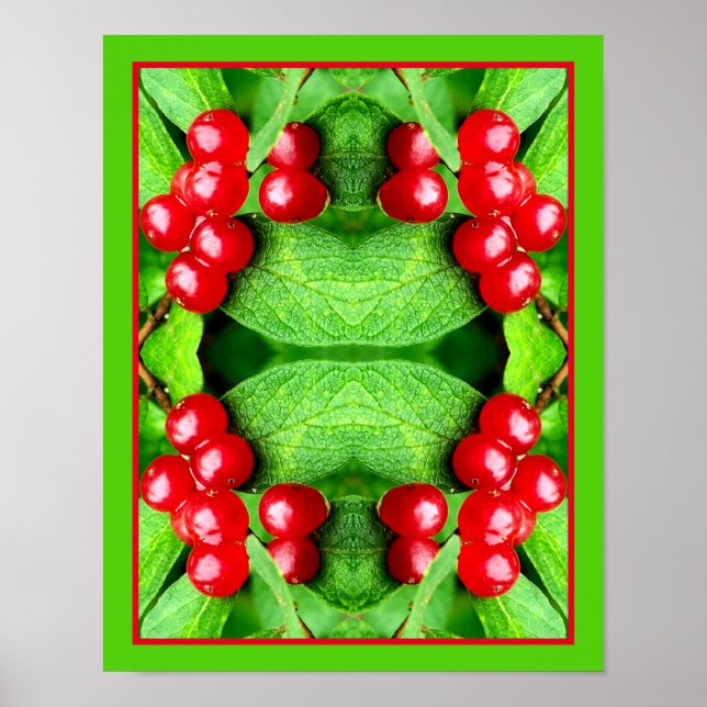 Poster Camarões vermelhos com gotas de chuva Abstrato Nat (Frente)