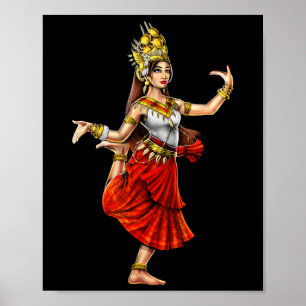 Poster Camb do Camboja Khmer Tradicional Dançarina Apsara