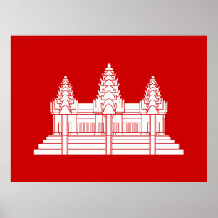 Póster Cambodian de Angkor Wat/bandeira do Khmer