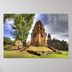 Póster Camboja, Angkor Wat. Vista do Templo Bakong.