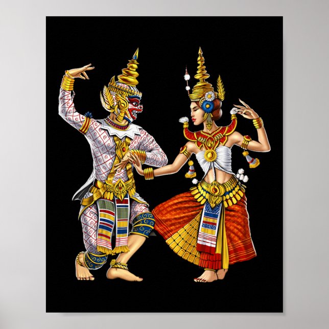 Poster Camboja: Khmer tradicional dança apsara no Camboja (Frente)