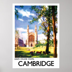 Poster Cambridge, capela da faculdade do rei, Reino Unido
