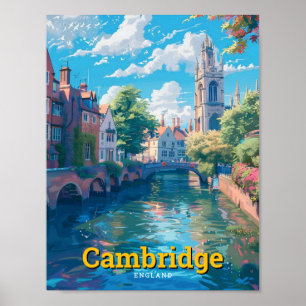 Poster Cambridge England Art Viagens vintage