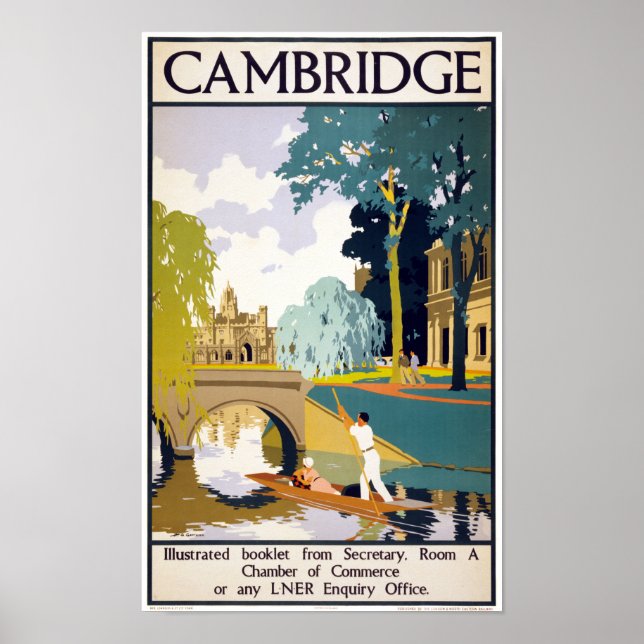 Póster Cambridge Viagens vintage Restaurado (Frente)